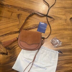 Rebecca Minkoff Cognac Brown Suede Saddle Crossbody